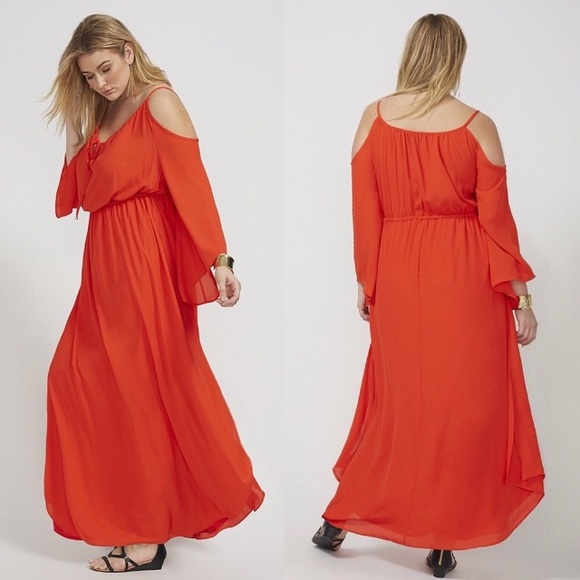 Lane Bryant Dresses & Skirts - 💥 CLEARANCE Cold Shoulder Bell Sleeve Maxi Dress